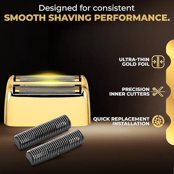 3 Pack Shaver Replacement Foil Compatible with Babyl*ss FXFS2G/FXFS2 Shaver Foil Replacement for Superior Shaving (Gold)