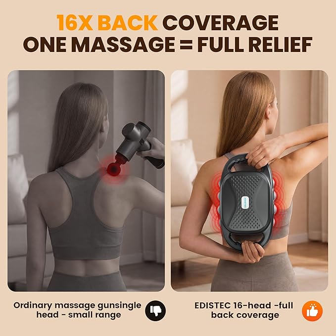 16-Head Massage Gun Deep Tissue Percussion Massager for Pain Relief 2×3600mAh Long Battery Life Muscle Massager with 99 Intensities &amp 9 Modes Ultra-Quiet Electric Back Massager Gifts for Men