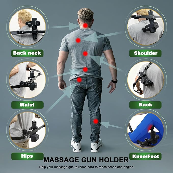 Massage Gun HolderDetachable Deep Stable for Portability Massage Gun Holder for Back Extension Handle Compatible with Most Massage Guns for Hard to Reach AreasMuscle Pain Relief