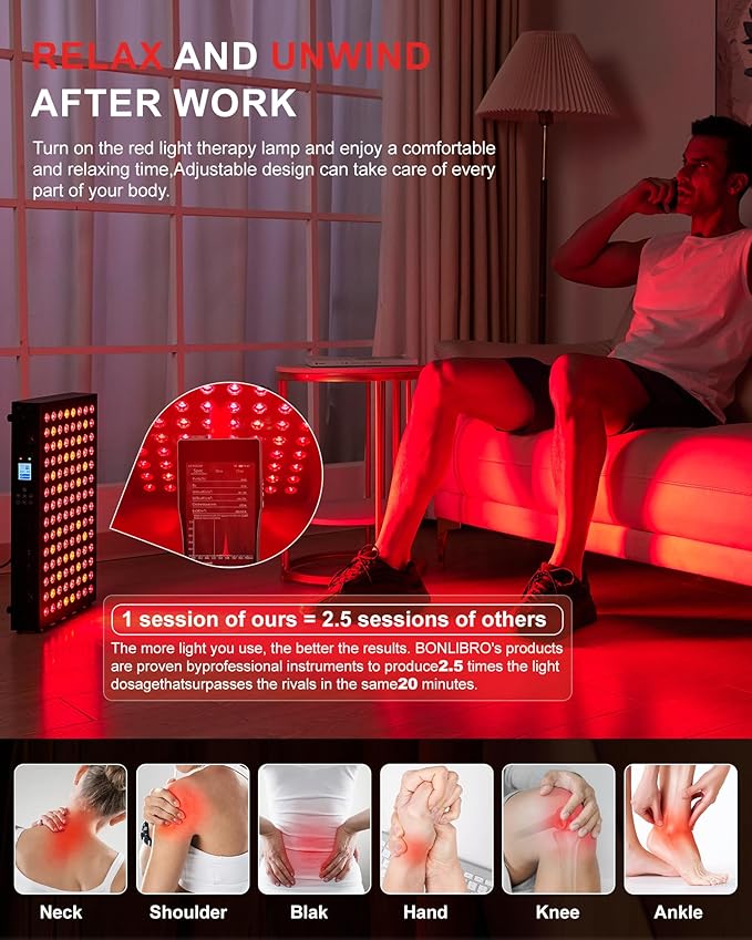 Red Light Therapy Panel for Face and Body Infrared Light Therapy with Timer &amp Remote Control Quad Wave 660nm 850nm 630nm 940nm Near Infrared Light Therapy Panel Portable Dual Chip LED Device