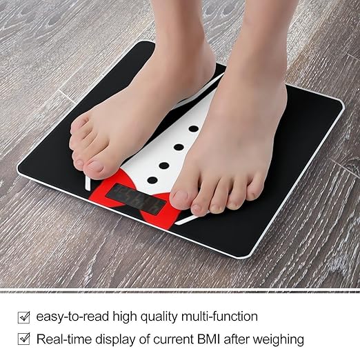 Women's Fashion Automatic Switch Digital Bathroom Weighing Scale Smart Scale Tuxedo Red Rose Black