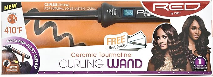 RED Pro Tapered Curling Wand 3/4 to 3/8 – Ceramic Tourmaline Barrel for Tight Spiral Curls Defined Ringlets &amp Long-Lasting Styles