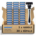 6-Blade RazorPlastic Anti-slip Men Manual Refill Cartridges razors Reusable Face Cleansing Care Tool 30 pcs refill cartridges Shave Supplies for Men and Women - Black