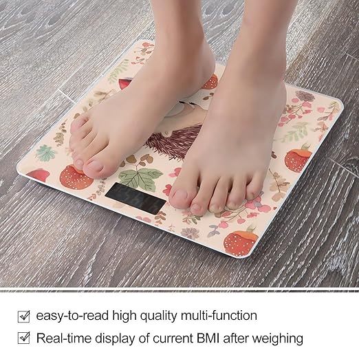 Lovely HedgehogScale for Body Weight with LCD High Precision Weighing Scales Fashion Sturdy Tempered Glass Weight Scales Easy-to-Read Digital Bathroom Scale for Daily 400lb