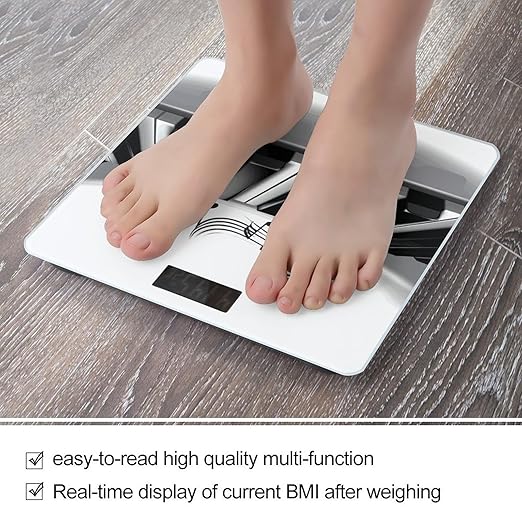 Piano Music Symbol Weight Scale Digital Electronic Scales Bathroom Scale Larg LCD Backlight Display High Precisio MeasurementsTempered Glass