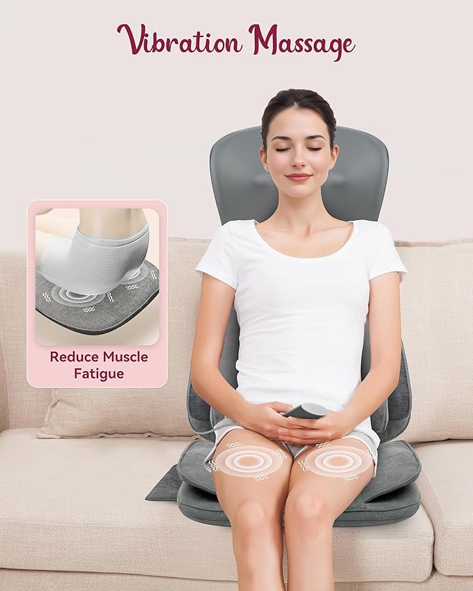 Shiatsu Neck Back Massager with Heat Massage Chair Full Body with Compression Chair Massage Pad with Vibration Seat Massager for Home Office Chair Use