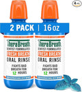 TheraBreath Fresh Breath Mouthwash 2-Packs Rainforest Mint &amp ICY Mint Flavors Alcohol-Free 16 Fl Oz