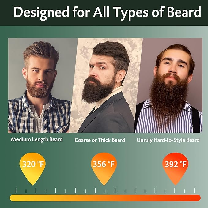 Beard Straightener for Men Portable Cordless Heated Hair &amp Beard Straightening Brush with Anti-Scald &amp Ionic Technology 3 Temperature Setting Comb for Home Travel