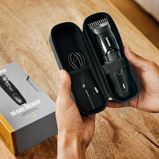 MANSCAPED® The Beard Hedger® Men's Premium Beard Trimmer 20 Length Adjustable Blade Wheel Stainless Steel T-Blade for Precision Facial Hair Trimming Cordless Waterproof Wet/Dry Clipper