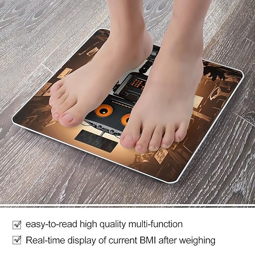 Black Robot Bathroom Scale Rounded Smart Scale for Body Weight Automatic Power On/Off Weight Scales Accurate Bathroom Digital Scales for Pet Home Bedroom Kitchen
