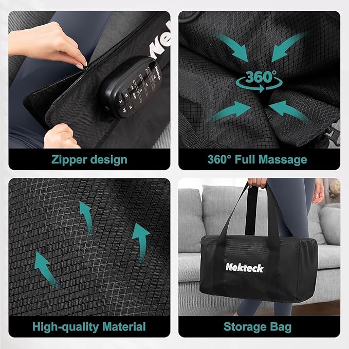Nekteck Full Leg Compression Massager for Pain and Circulation Portable Compression Boots for Athletes with 6 Modes &amp 4 Intensities Gifts for Mom Dad Men Women (Single Unit)-Small