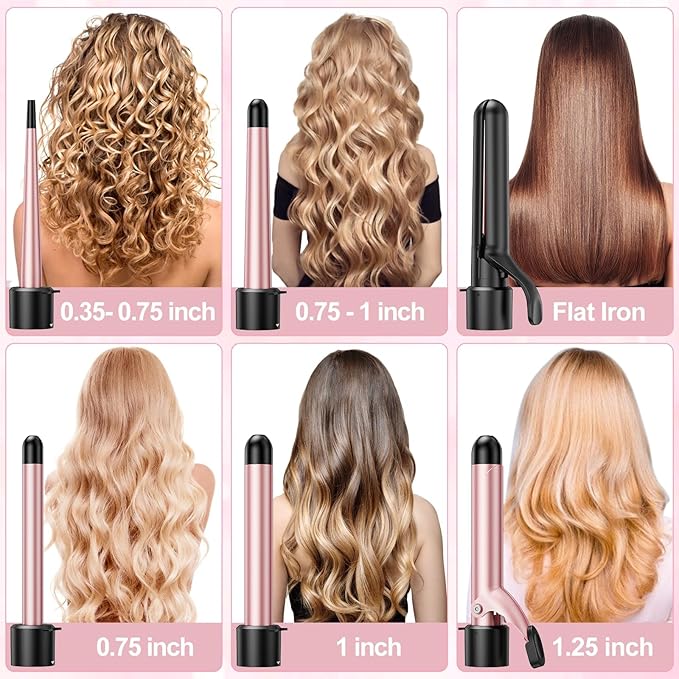 6 in 1 Hair Straightener Flat Iron and Curle Professional Hair Curler Ceramic Ionic Dual Voltage Straightener with Heat-Resistant Lock in Style Instant Heat Up