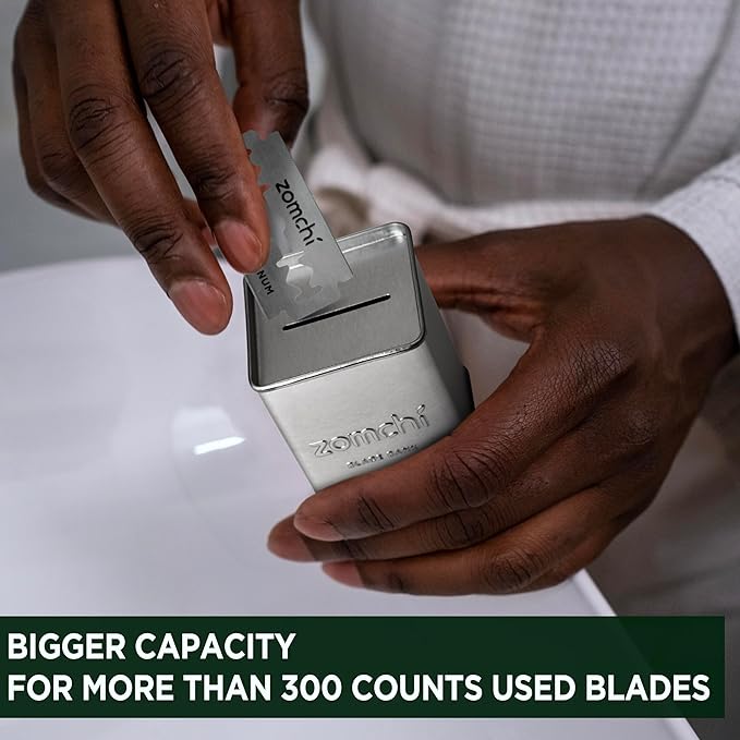 Double Edge Safety Razor with Razor Stand with 100 Counts Safety Razor Blades for Shaving and Razor Blade Bank