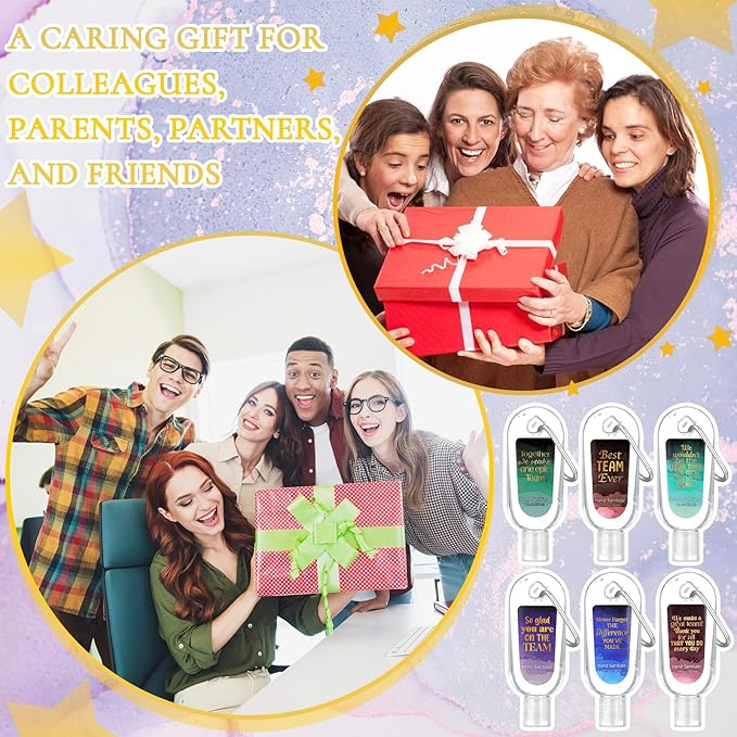 24 Pack Team Appreciation Gift Scented Hand Sanitizers Keychain Mini Hand Sanitizer Gel Bulk 1 oz Travel Size Thank You Gift for Team Coworker Colleague Friend Graduation Party Favors