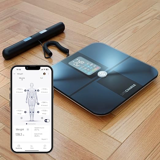 LifeCHARGE 8 Electrode Smart Body Fat Scale 2 PRO Scales for Body Weight and Fat. Large Display BMI Digital Weight Scale Full Body 29 Composition Analyzer with Report Accurate Bathroom Scale