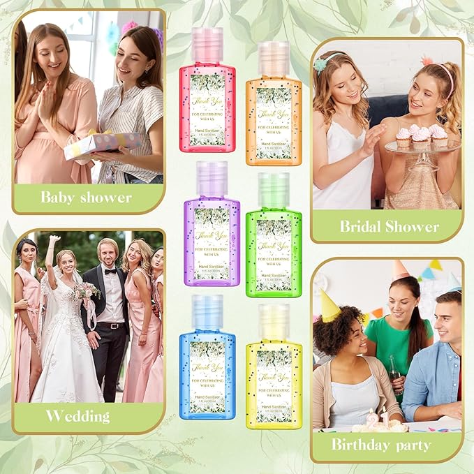 Gejoy 48 Pack Thank You Hand Sanitizer Bulk Wedding Party Favors for Guests Greenery Mini Hand Sanitizers Travel Size Hand Sanitizer Gifts for Baby Shower Bridal Bachelorette Shower Anniversary Favors