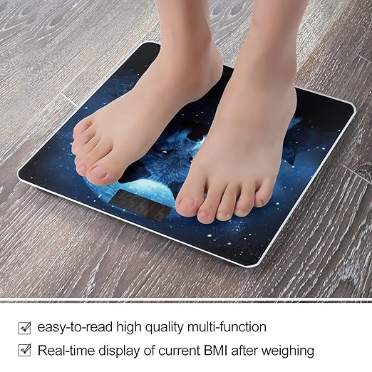 Digital Bathroom Scale for Body Weight Scale with Bright LCD Display High Accuracy Step-On Technology Auto On/Off Wolfs Digital Scales 400 Lbs /180kg