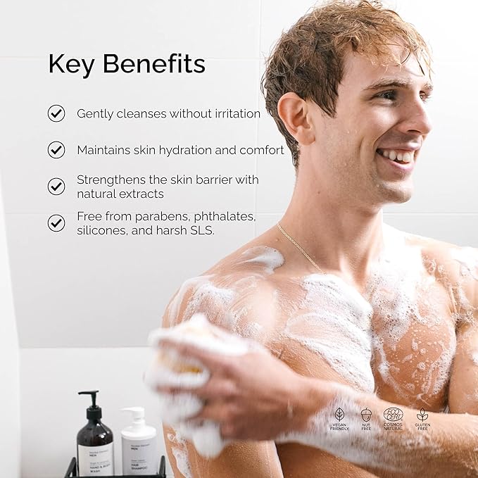 Nordisk Element Men’s Hand &amp Body Wash | Ginger &amp Cardamom Cleanser Quince Betaine | Hydrating Vegan Shower Gel Plant-Based &amp Cruelty-Free | Gentle Daily Pump Bottle | 16.5 fl oz