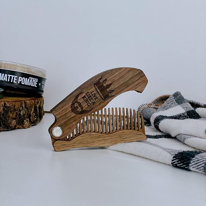 Beard Comb Personalized Gifts Anniversary Gift Wooden Brush Custom Comb Groomsmen Gift Hair Brush Pocket Brush Birthday Gift for Boyfriend (Live Like Viking)