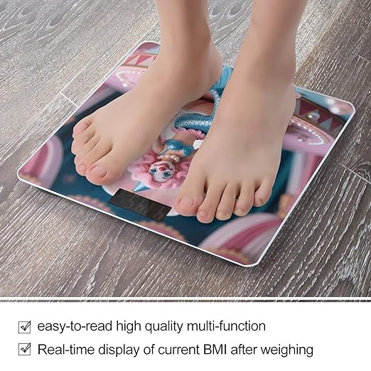 Mermaid Clown Scale for Body Weight Sturdy Tempered Glass Weighing Scales with LCD Display Accurate Digital Bathroom Scale Convenient Body Fat Smart Scales Easy Read