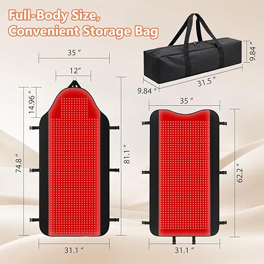 HomeCare 2026 Red Light Therapy for Body 74.8 × 35 Full Body Red Light Therapy Mat with 2704 LEDs 660nm &amp 850nm Dual Wavelength TPU Material Hangable Timer &amp Adjustable Intensity
