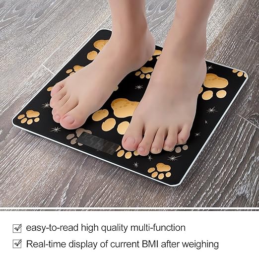 Dog Paw Print Scale for Body Weight Sturdy Tempered Glass Weighing Scales with LCD Display Accurate Digital Bathroom Scale Convenient Body Fat Smart Scales Easy Read