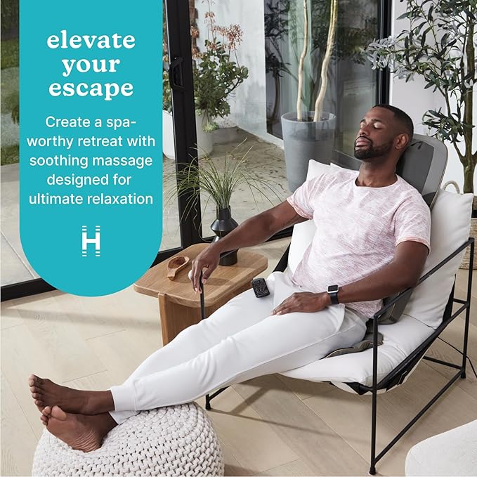 HoMedics Back Massager with Heat Shiatsu Elite II Heated Neck and Back Massage Cushion. 3 Different Massage Styles and 3 Massage Zones. Comes with Controller and Chair Straps