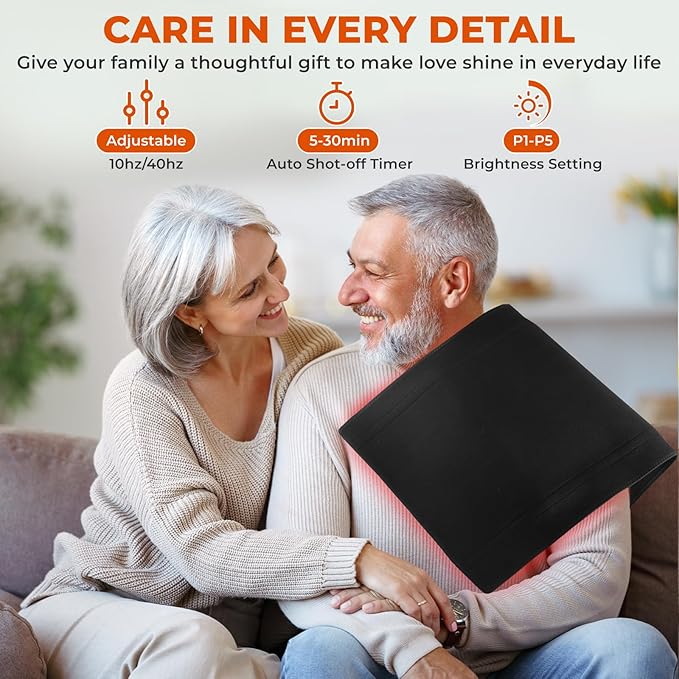 Red Light Therapy Mat 2in1 LEDs (660nm&amp 850nm) Red Light Therapy Blanket Premium Material Adjustable Timer &amp Intensity