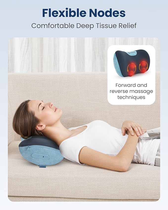 COMFIER Shiatsu Neck and Back Massager with Heat Neck Massager Pillow with 3D Kneading Deep Tissue Cordless &amp Portable Soothes Muscle Tension at Home Office TravelIdeal for Men &amp Women