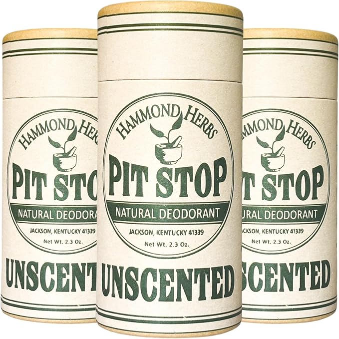 PIT STOP Deodorant - Aluminum-Free Plastic-Free All-Natural Odor Control 3 Pack (Unscented)