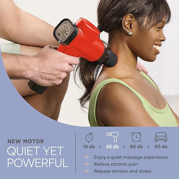 LifePro Sonic Massage Gun Deep Tissue – Quiet Handheld Percussion Massager for Athletes Pain Relief &amp Recovery – 8 Heads 5 Speeds Long Battery