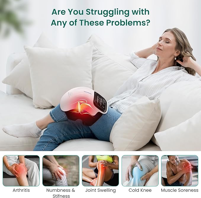 Snailax Knee Massager with Heat Red Light &amp Vibration Knee Heating Pad Heated Knee Wrap Gift for Mom Dad Men Women