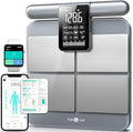 RunStar Scale for Body Weight and Fat Percentage 8-Electrodes Precision Digital Smart Scale for BMI 28 Body Composition Measurement Silver Bathroom Smart Scales with Large Display