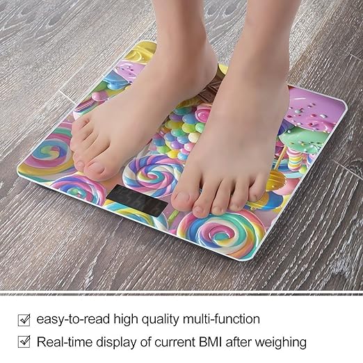 Digital Bathroom Scale for Body Weight Scale with Bright LCD Display High Accuracy Step-On Technology Auto On/Off Candy Digital Scales 400 Lbs /180kg