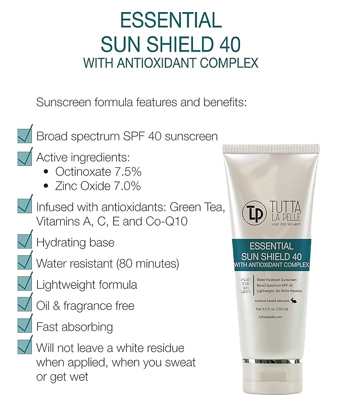 Zinc Oxide Sunscreen SPF 40 - Broad Spectrum UVA/UVB Protection - Water resistant (Up to 80 minutes) - Sunblock - Fragrance-free Lightweight - Vitamin C Antioxidant - 3.5oz