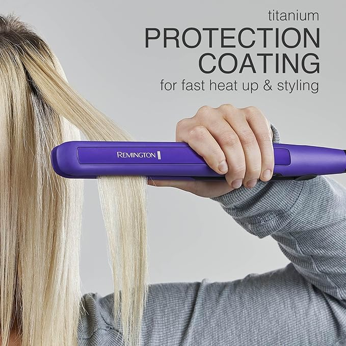 Remington 1 Flat Iron Hair Straightener with Anti-Static Technology 30-Second Heat Up &amp 60 Minute Auto Shut-Off 30% Longer Ceramic Floating Plates Titanium + Ceramic Coating