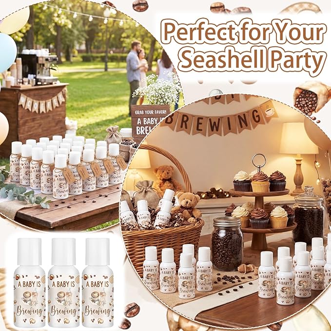 24 Pcs A Baby Is Brewing Baby Shower Decorations Travel Size Mini Sunscreen Bulk SPF 30+ Coffee Theme Party Favor Small Sunscreen for Guests Gender Reveal Souvenirs Prizes 1 Fl. oz