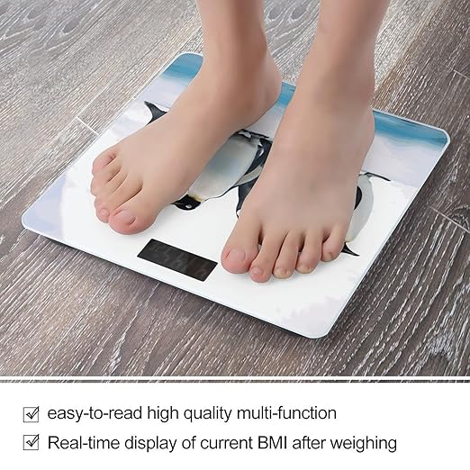 Penguins Weight Scale Digital Electronic Scales Bathroom Scale Larg LCD Backlight Display High Precisio MeasurementsTempered Glass