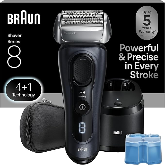 Braun Series 8 8560cc Electric Razor for Men 4+1 Shaving Elements &amp Precision Long Hair Trimmer 5in1 SmartCare Center Close &amp Gentle Even on Dense Beards Wet &amp Dry Electric Razor 60mi