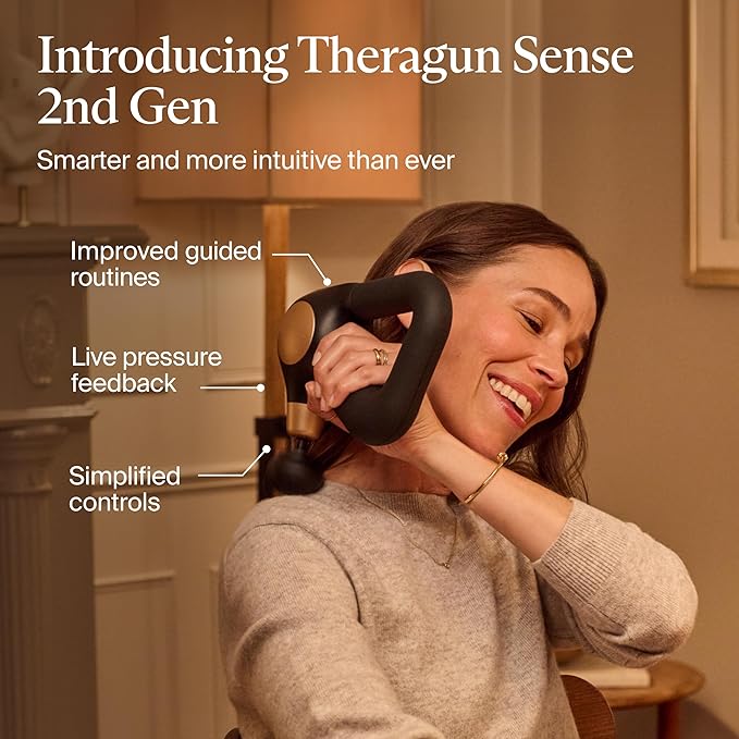 TheraGun Sense (2nd Generation) Massage Gun by Therabody - Relaxing Massage Gun with Built-in Guided Routines for Easy Stress Relief Tension &amp Sleep