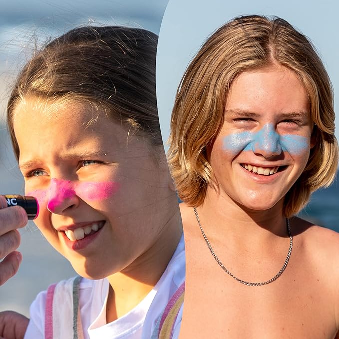 Sun Zapper Zinc Stick Mineral Sunscreen (Light Skin Tone Pink Blue Green Yellow) SPF 50+ Water Resistant for Face &amp Body Adults Kids 8-Pack Broad Spectrum Sun Block Made in Australia