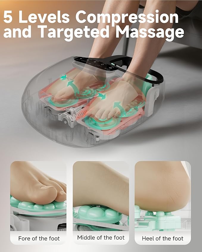 Snailax Shiatsu Foot Massager Plantar Fasciitis NeuropathyFeet Massage Machine with HeatKneadingRollingScratchRemote ControlFeet Warmer/HeaterGift for Dad