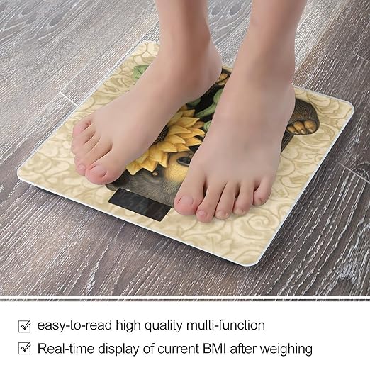 Sunflower and Bear Smart Scale for Body Weight Accurate Bathroom Scale with LED Display Digital Weight Scales Weighing Machine High Precision Scales for Bath Home