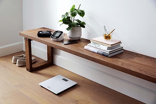 OMRON Digital Scale with Bluetooth Connectivity (SC -150) - 330 lb Weight Capacity - Use with Free OMRON Connect App - Light Gray