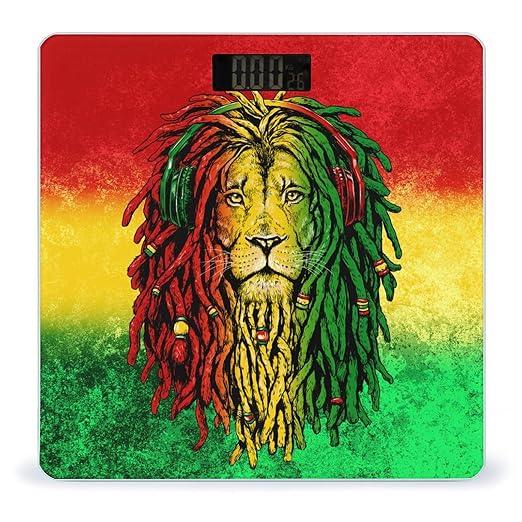 Jamaican Rasta Flag Rastafarian Reggae Lion Smart Square Scale with Digital Display for Bathroom Scale
