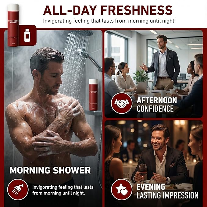 Fragrances Pheromone Body Wash for Men with Long Lasting Luxury Fragrance Infused with Pheromones for Attraction &amp Confidence Moisturizing &amp Refreshing (1)