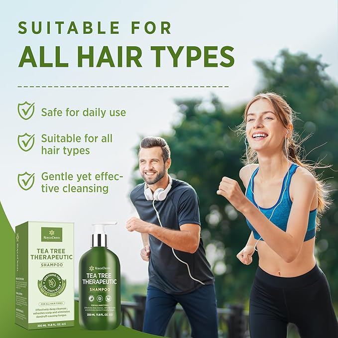 Roycederm Tea Tree Antifungal Care Bundle: Body Wash &amp Shampoo for Skin and Scalp Health
