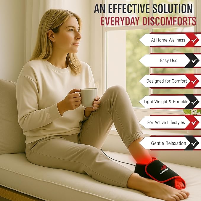 Red Light Therapy Foot Wrap for Pain &amp Muscle Recovery – Infrared Light Therapy Device for Feet &amp Ankles – Supports Circulation Swelling Relief &amp Relaxation