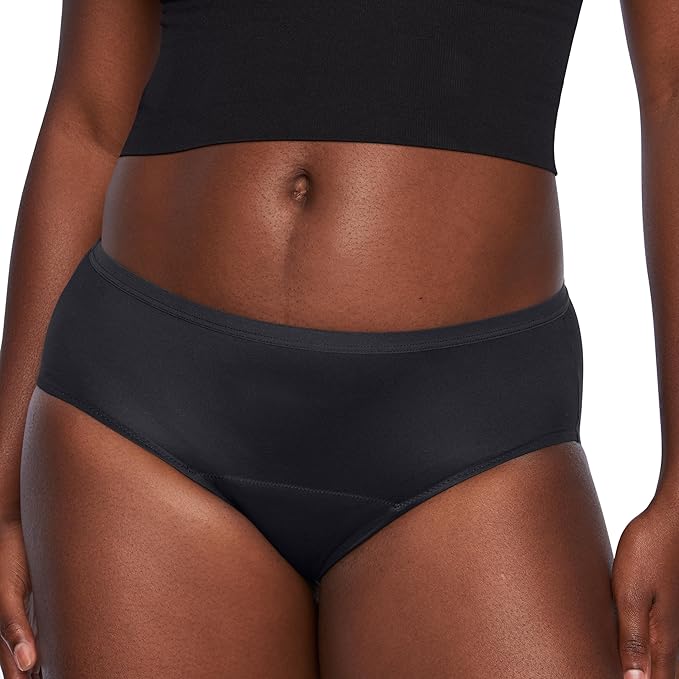 Thinx for All Leaks Hip-Hugger Underwear Holds up to 100ml or 6tbps or 1/4 Cup Worth of Liquid* Light Absorbency Incontinence Underwear for Women Feminine Care Black 5XL