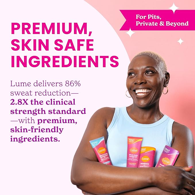 Lume Whole Body Deodorant Plus Sweat Control - Smooth Cream Tube (Soft Powder) and Lume Acidified Deodorant Wipes - 24 Hour Odor Control - Aluminum Free Baking Soda Free Skin Loving